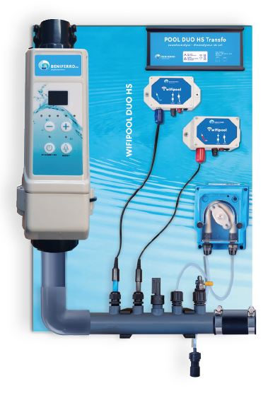 Chlorgenerator HS vormontiert auf Wandplatte mit pH/RX-Regelung - model 2025 (WiFi ausfallsicher)