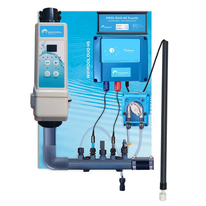 Chlorgenerator HS vormontiert auf Wandplatte mit pH/RX-Regelung - model 2025 (WiFi ausfallsicher)